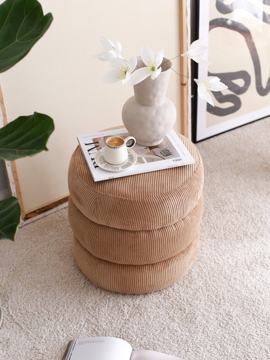 Atelier Del Sofa Puf Boum de Peluche Color Camel para Decoración del Hogar